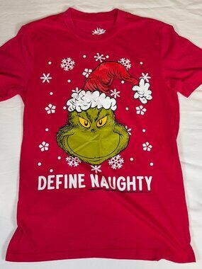 Dr. Suess The Grinch Define Naughty T-Shirt Women's S Red